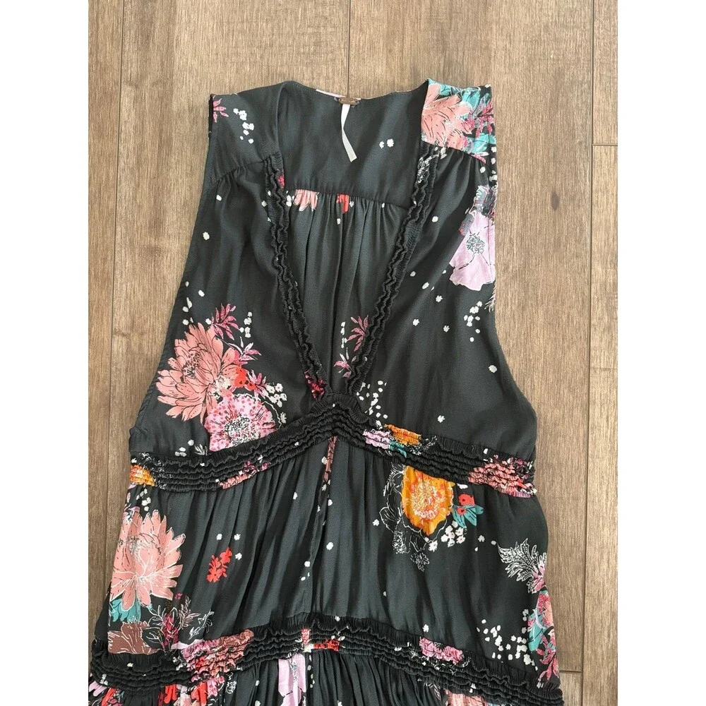 Free People Purple Haze Floral Tiered Tunic Tank Top Small Excellent Condition